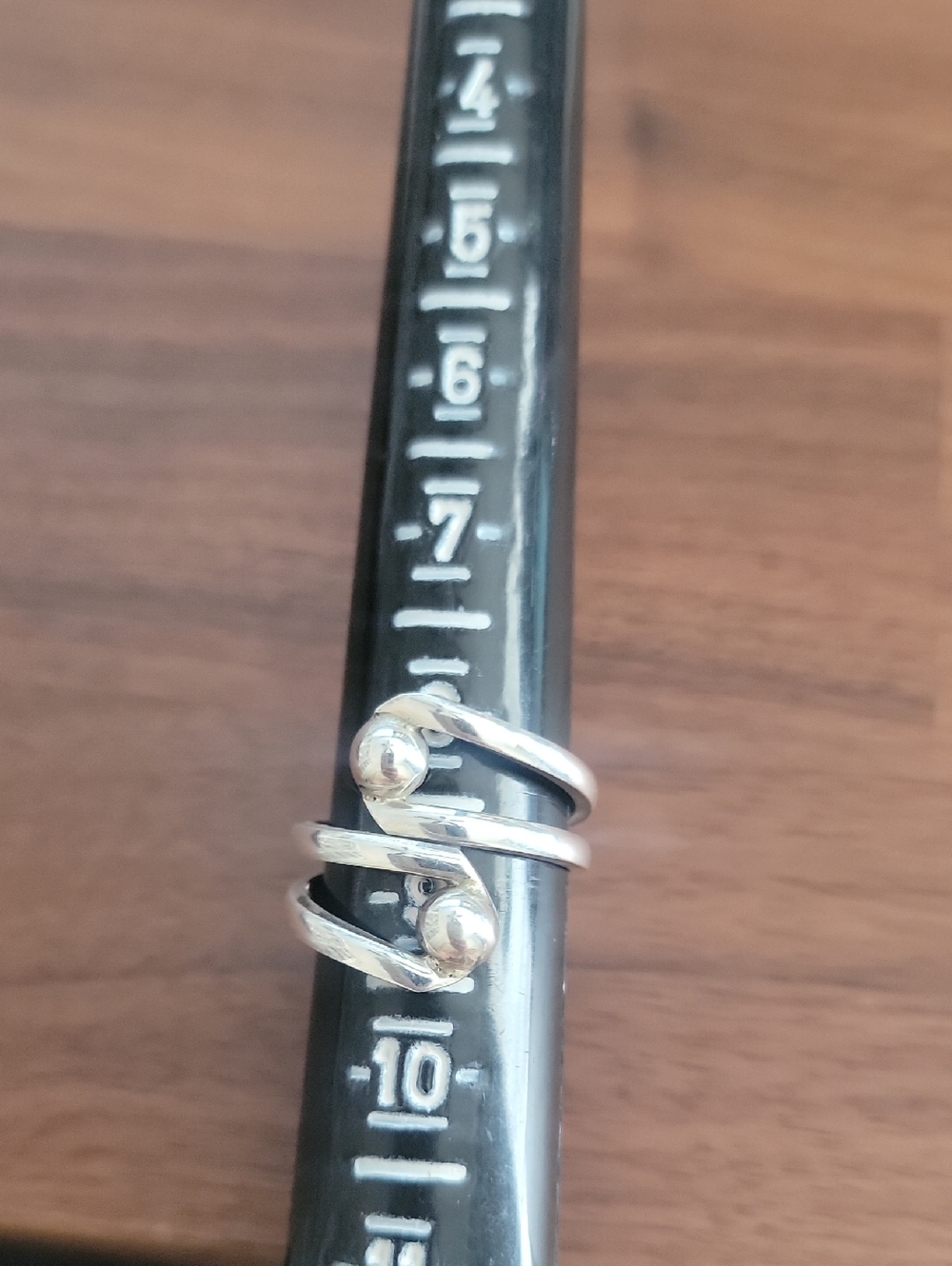 Sterling Silver Double Wrap Ring with Ball Accents - 8.5